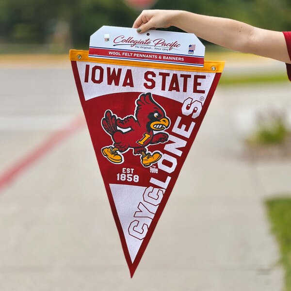 Walking Cy Cyclones Cardinal & White Pennant (20"x30")